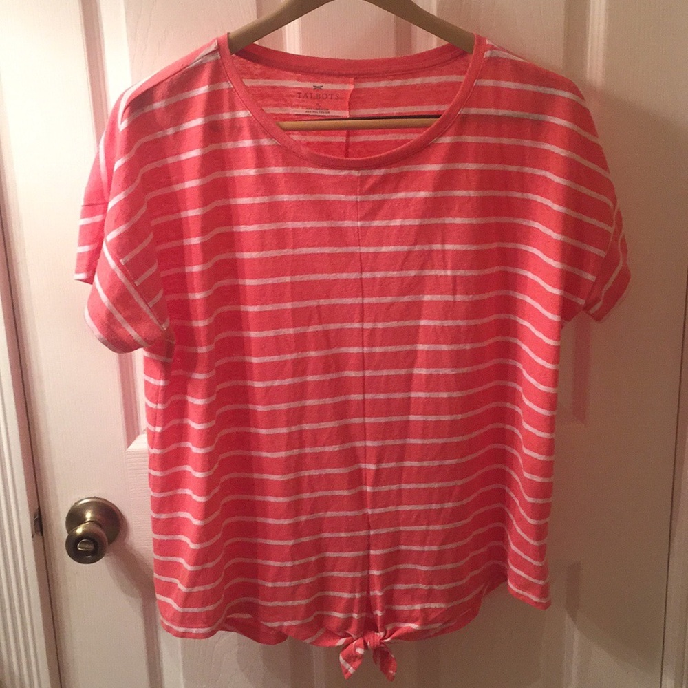 Peach and white stripped Talbots blouse